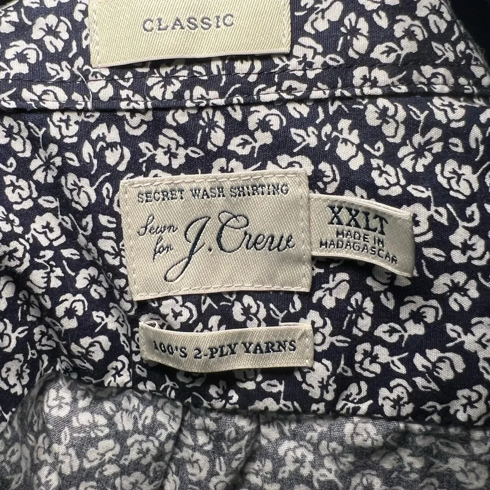 J Crew Floral Navy Button Up Casual Short Sleeve XXLT